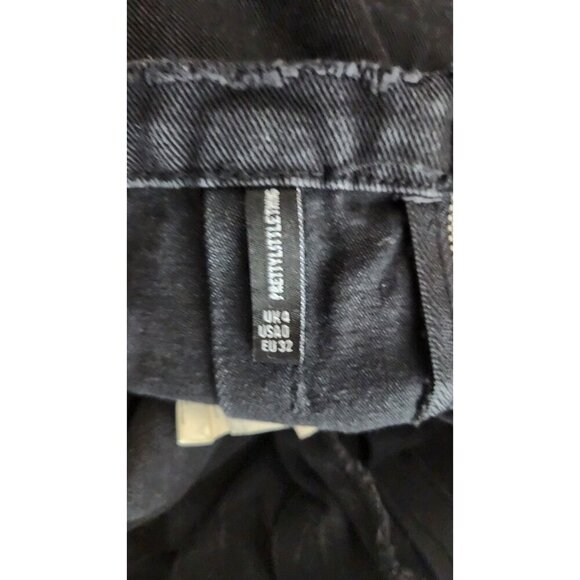 Pretty Little Things Y2K Black Denim Pleated Mini Skirt Size 0 - Picture 5 of 5